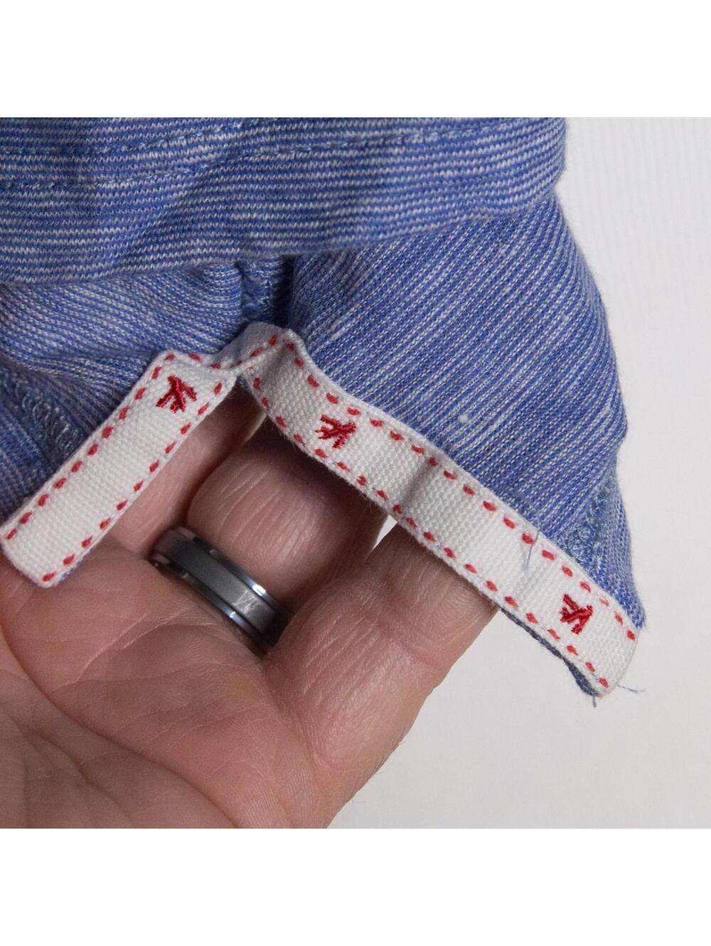 Men's ISAIA Napoli Blue Striped Linen Short Sleeve Polo Shirt Sz XXL / 2XL - Picture 6 of 6